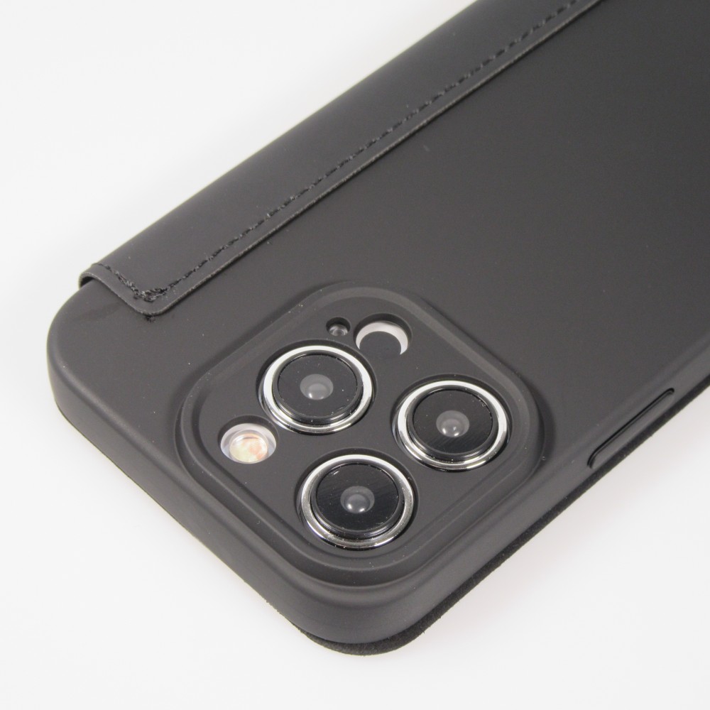 Fourre iPhone 15 Pro Max - Flip silicone souple avec surface lisse et mate - Noir