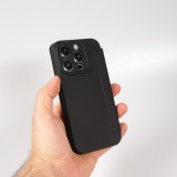 Fourre iPhone 15 Pro Max - Flip silicone souple avec surface lisse et mate - Noir