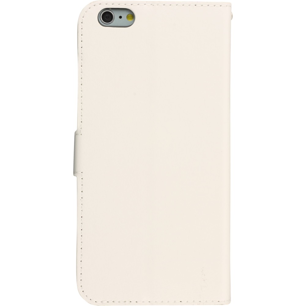 Fourre iPhone 16e - Premium Flip cuir lisse porte-cartes - Blanc
