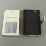Fourre iPhone 16e - Premium Flip cuir lisse porte-cartes - Blanc
