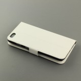 Fourre iPhone 16e - Premium Flip cuir lisse porte-cartes - Blanc
