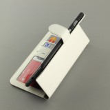 Fourre iPhone 16e - Premium Flip cuir lisse porte-cartes - Blanc