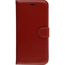 Fourre iPhone 16e - Premium Flip cuir lisse porte-cartes - Brun
