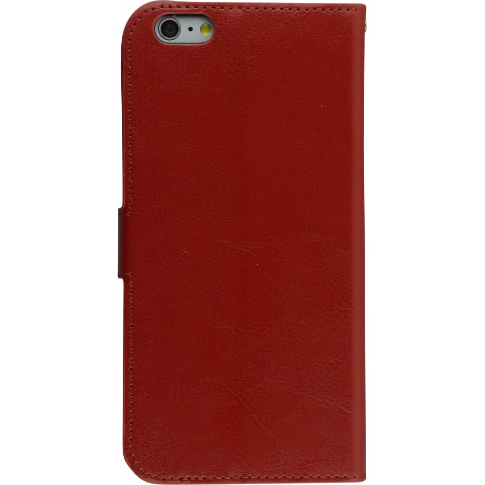 Fourre iPhone 16e - Premium Flip cuir lisse porte-cartes - Brun