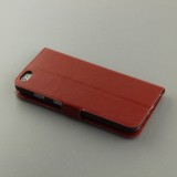 Fourre iPhone 16e - Premium Flip cuir lisse porte-cartes - Brun