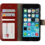 Fourre iPhone 16e - Premium Flip cuir lisse porte-cartes - Brun