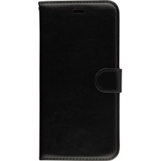 Fourre iPhone 16e - Premium Flip cuir lisse porte-cartes - Noir