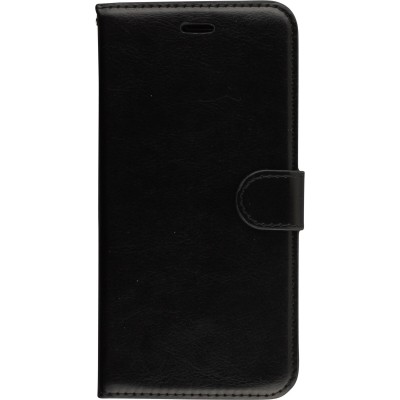 Hülle iPhone 16e - Premium Flip Leder Tasche - Schwarz