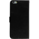 Fourre iPhone 16e - Premium Flip cuir lisse porte-cartes - Noir