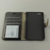 Fourre iPhone 16e - Premium Flip cuir lisse porte-cartes - Noir