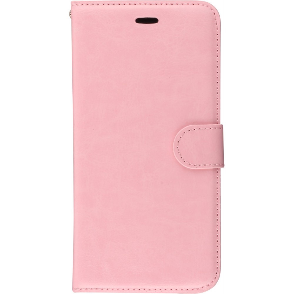 Fourre iPhone 16e - Premium Flip cuir lisse porte-cartes - Rose clair