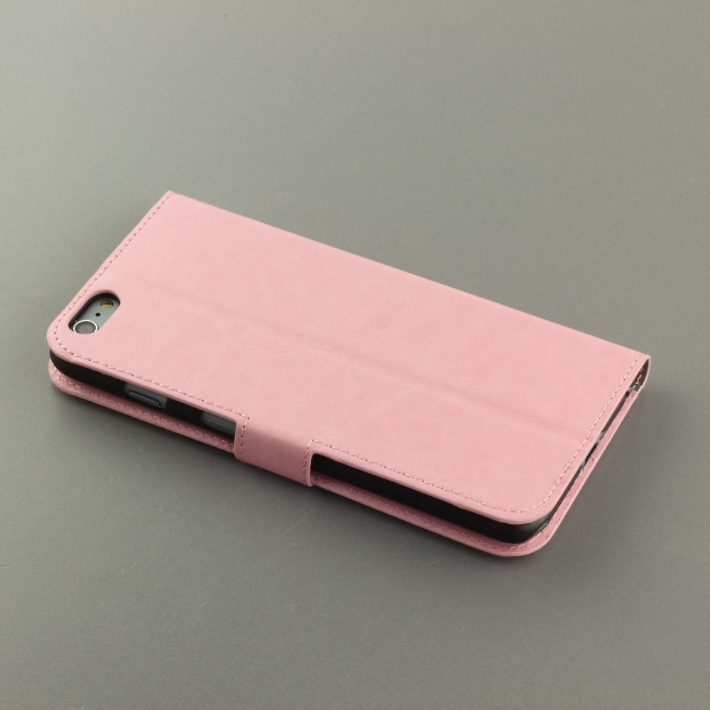 Fourre iPhone 16e - Premium Flip cuir lisse porte-cartes - Rose clair