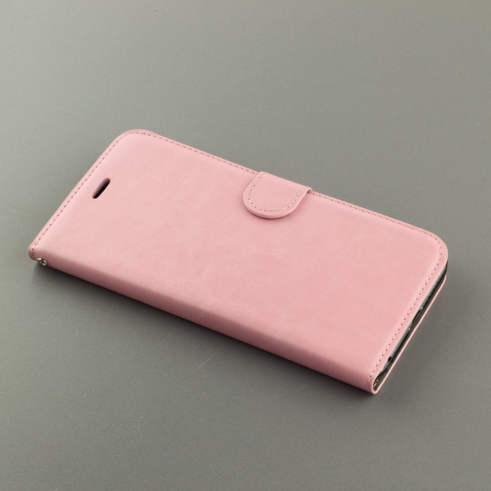 Fourre iPhone 16e - Premium Flip cuir lisse porte-cartes - Rose clair