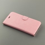 Fourre iPhone 16e - Premium Flip cuir lisse porte-cartes - Rose clair