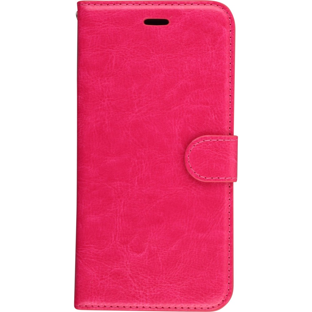 Fourre iPhone 16e - Premium Flip cuir lisse porte-cartes - Rose foncé