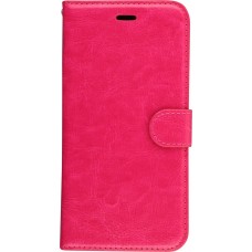 Fourre iPhone 16e - Premium Flip cuir lisse porte-cartes - Rose foncé