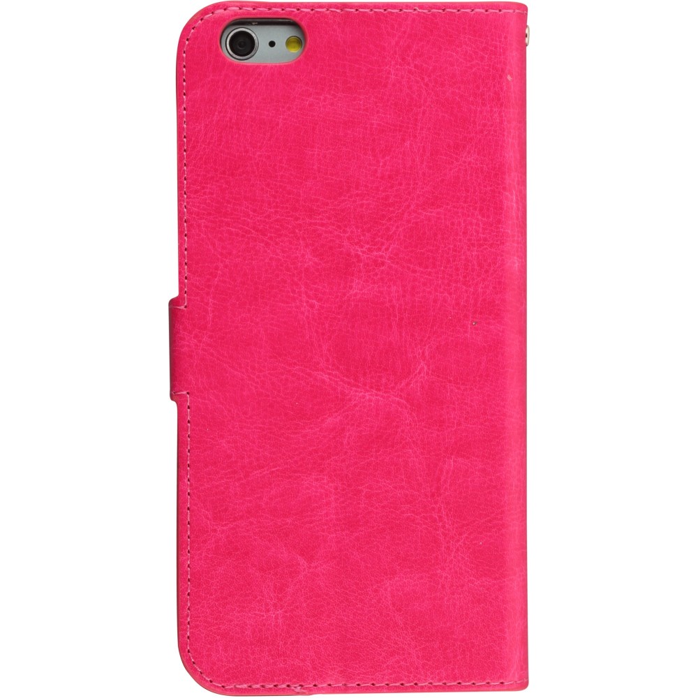 Fourre iPhone 16e - Premium Flip cuir lisse porte-cartes - Rose foncé