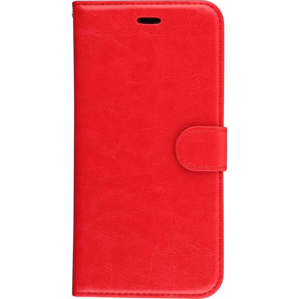Fourre iPhone 16e - Premium Flip cuir lisse porte-cartes - Rouge