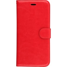 Fourre iPhone 16e - Premium Flip cuir lisse porte-cartes - Rouge