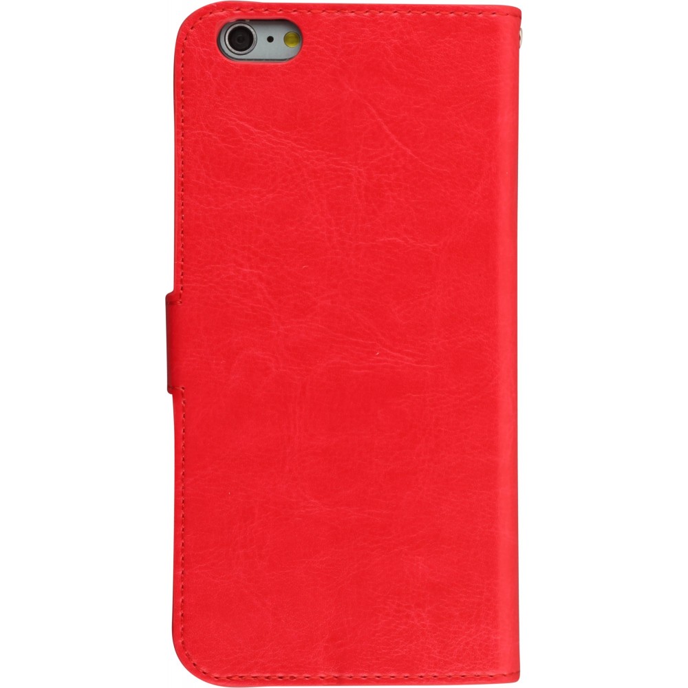 Fourre iPhone 16e - Premium Flip cuir lisse porte-cartes - Rouge