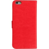 Fourre iPhone 16e - Premium Flip cuir lisse porte-cartes - Rouge