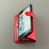 Fourre iPhone 16e - Premium Flip cuir lisse porte-cartes - Rouge