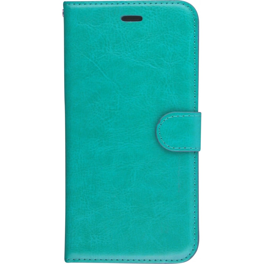 Fourre iPhone 16e - Premium Flip cuir lisse porte-cartes - Turquoise