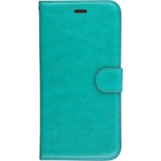 Fourre iPhone 16e - Premium Flip cuir lisse porte-cartes - Turquoise