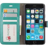 Fourre iPhone 16e - Premium Flip cuir lisse porte-cartes - Turquoise