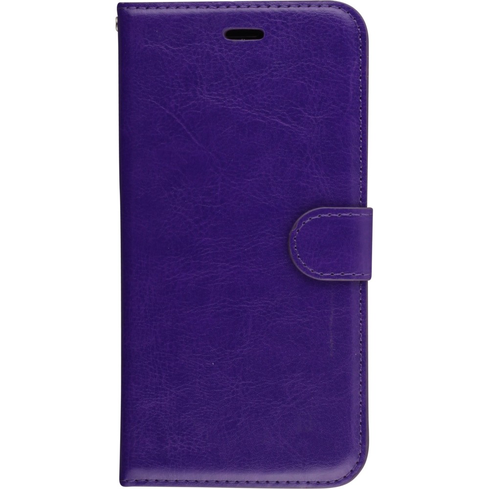 Fourre iPhone 16e - Premium Flip cuir lisse porte-cartes - Violet