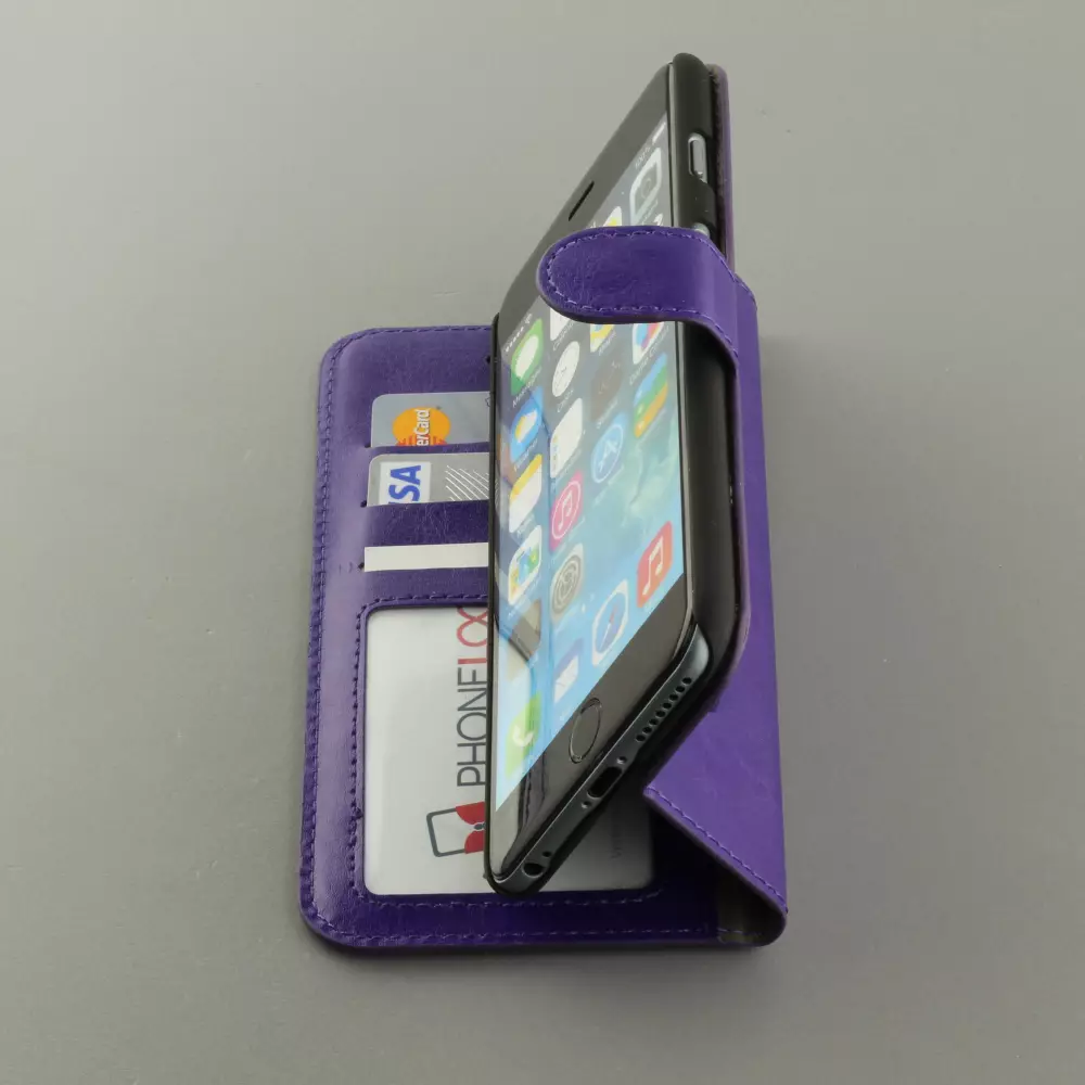 Fourre iPhone 15 Pro Max - Premium Flip cuir lisse porte-cartes - Violet