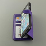 Fourre iPhone 16e - Premium Flip cuir lisse porte-cartes - Violet