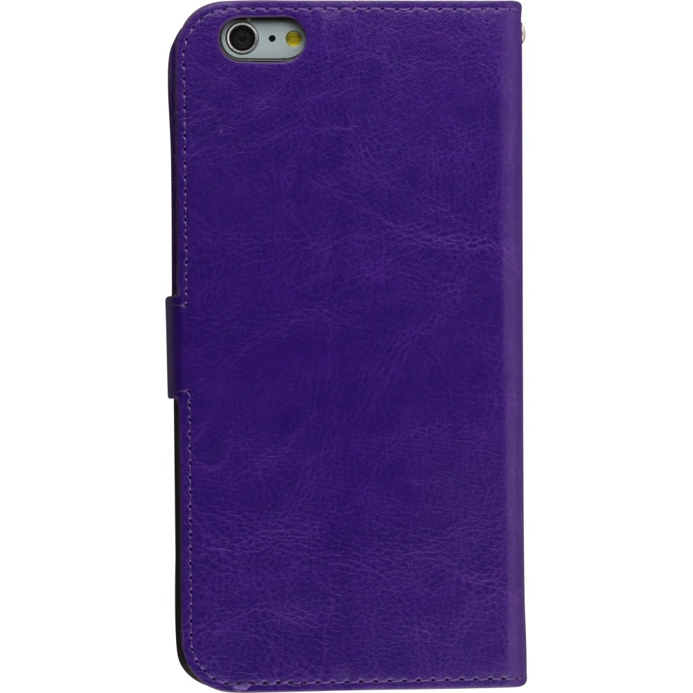 Fourre iPhone 16e - Premium Flip cuir lisse porte-cartes - Violet