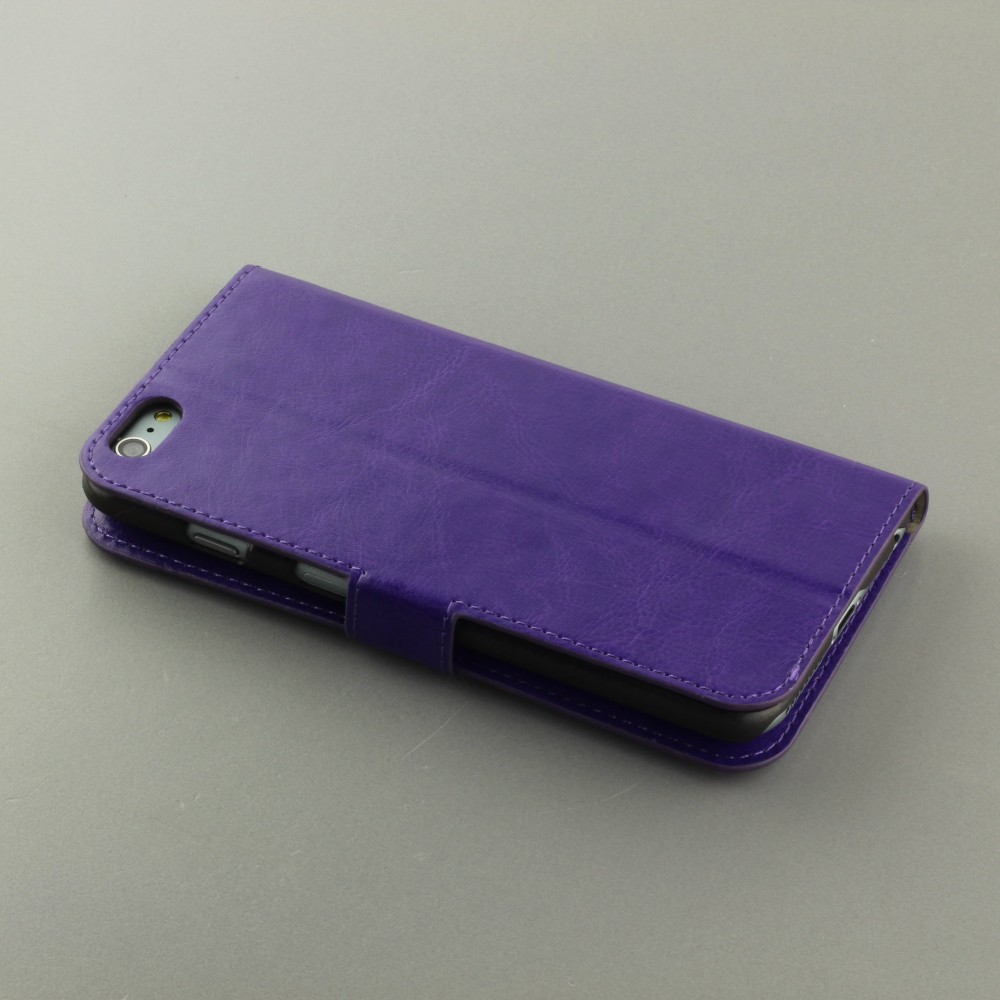 Fourre iPhone 16e - Premium Flip cuir lisse porte-cartes - Violet