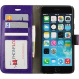 Fourre iPhone 16e - Premium Flip cuir lisse porte-cartes - Violet