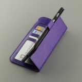 Fourre iPhone 16e - Premium Flip cuir lisse porte-cartes - Violet
