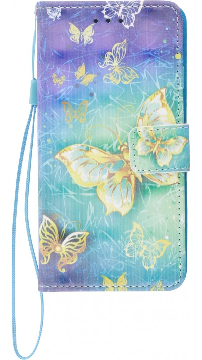 Fourre iPhone 6/6s - Flip 3D papillons dorés