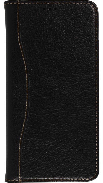 Fourre iPhone Xs Max - Flip Fierre Shann cuir véritable - Noir