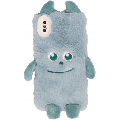Fourre iPhone Xs Max - Fluffy Monstre en peluche douce - Bleu clair