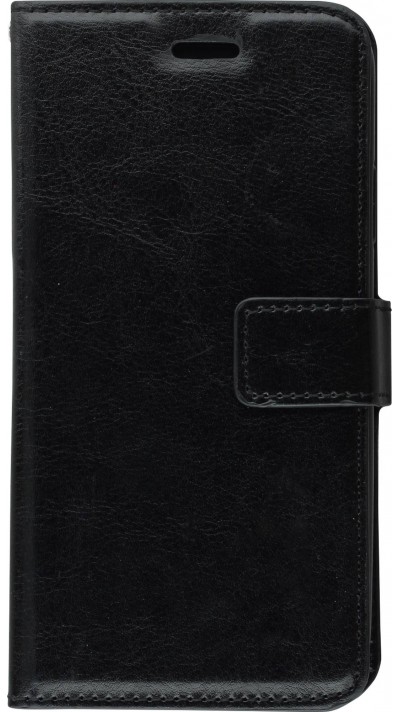 Fourre iPhone Xs Max - Premium Flip cuir lisse porte-cartes - Noir