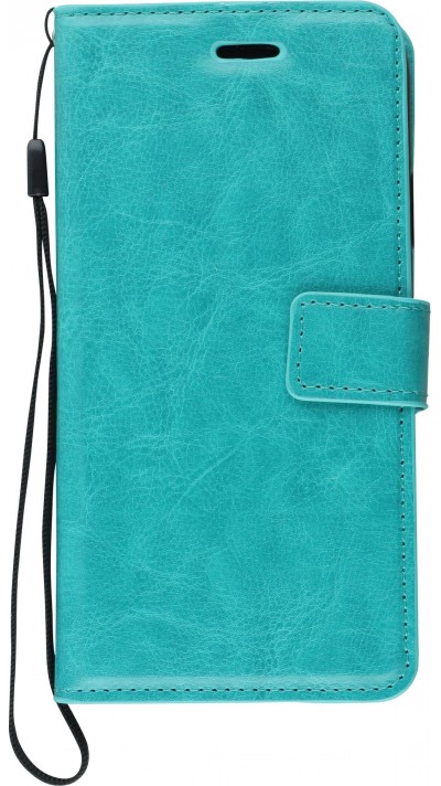 Fourre iPhone Xs Max - Premium Flip cuir lisse porte-cartes - Turquoise
