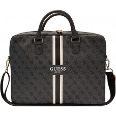 Fourre porte-documents Guess logo stripes pour ordinateur, MacBook 13"/15"/16" avec toile monogramme - Gris/noir