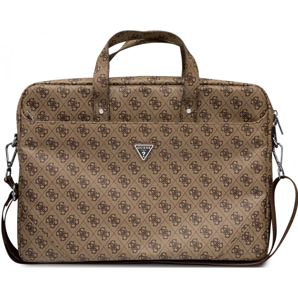 Fourre porte-documents Guess pour ordinateur, MacBook 13/15/16 avec toile monogramme et logo métallique - Brun