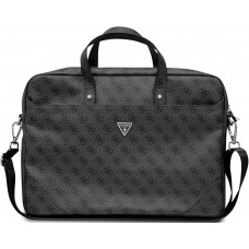 Fourre porte-documents Guess pour ordinateur, MacBook 13"/15"/16" avec toile monogramme et logo métallique - Gris/noir