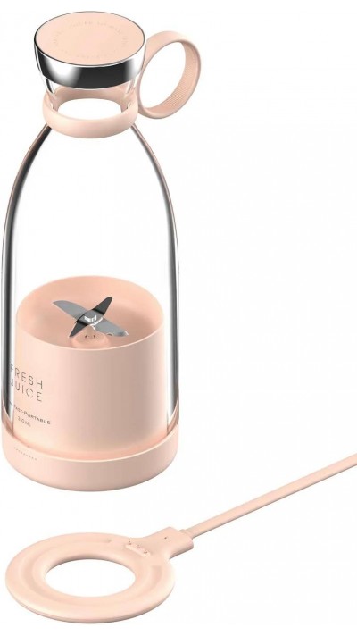 Fresh Juice - Smoothie Maker mixeur 350ml portable blender avec station de charge à induction USB - Rose