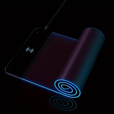 Gaming Pad LED professionnel XXL (80 x 30cm) RGB + surface de charge à induction Qi 10W - Noir