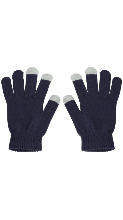 Gants tactiles universels pour l'hiver avec compatibilité avec les écrans de smartphones et tablettes - Taille universelle - Bleu gris