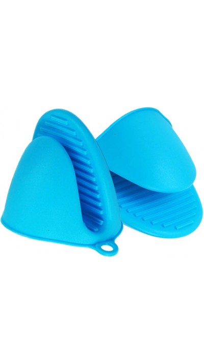 Gants de protection en silicone résistant à la chaleur de taille universelle pour le four - Bleu
