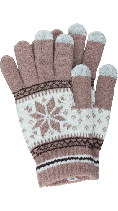 Strickhandschuhe "Snowflake" für Winter mit Touchscreen kompatibilität - Braun