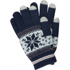 Gants tactiles d'hiver en tricot "Snowflake" avec compatibilité avec les écrans de smartphones et tablettes - Bleu foncé